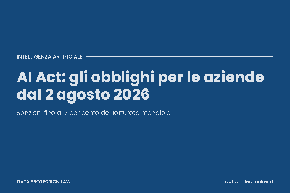 AI Act obblighi per le aziende: copertina sul calendario di applicazione del Regolamento e sulle sanzioni