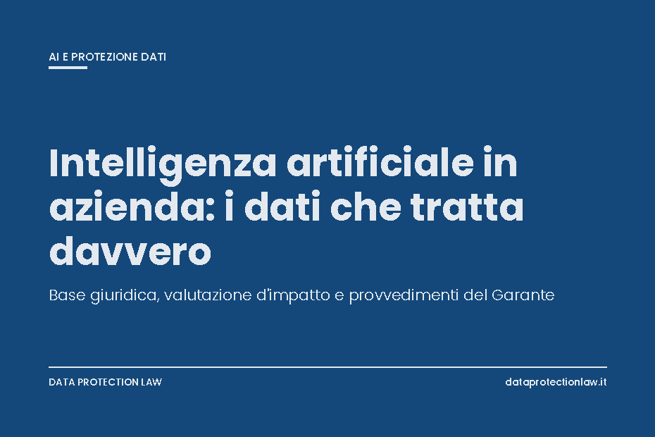 Copertina dell'articolo su intelligenza artificiale e privacy in azienda e sui rischi di trattamento